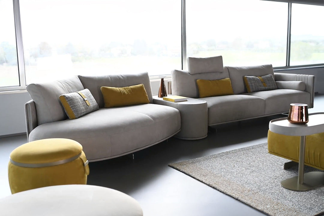 GMM Philly Angled Sectional Sofa with Table Sectionals Gamma Arredamenti