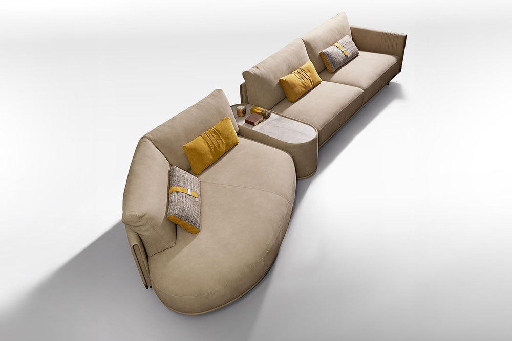 GMM Philly Angled Sectional Sofa with Table Sectionals Gamma Arredamenti
