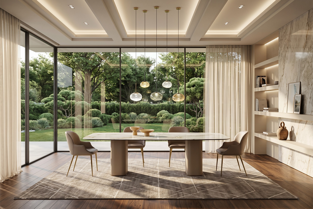 Milos Double Pedestal Dining Table Quickship Dining Tables Gamma Arredamenti