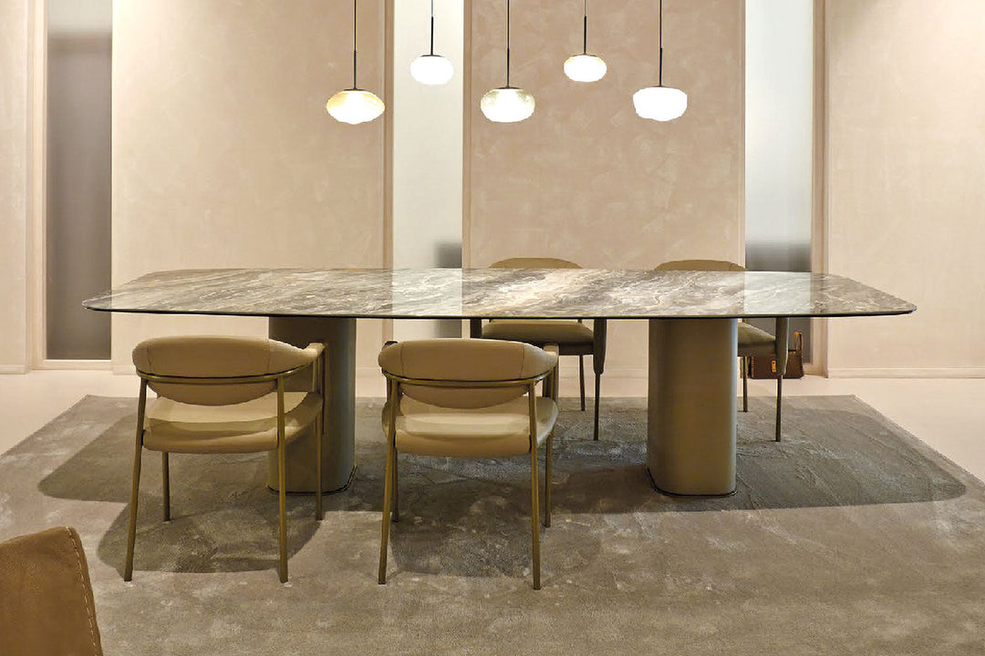 Milos Double Pedestal Dining Table Quickship Dining Tables Gamma Arredamenti