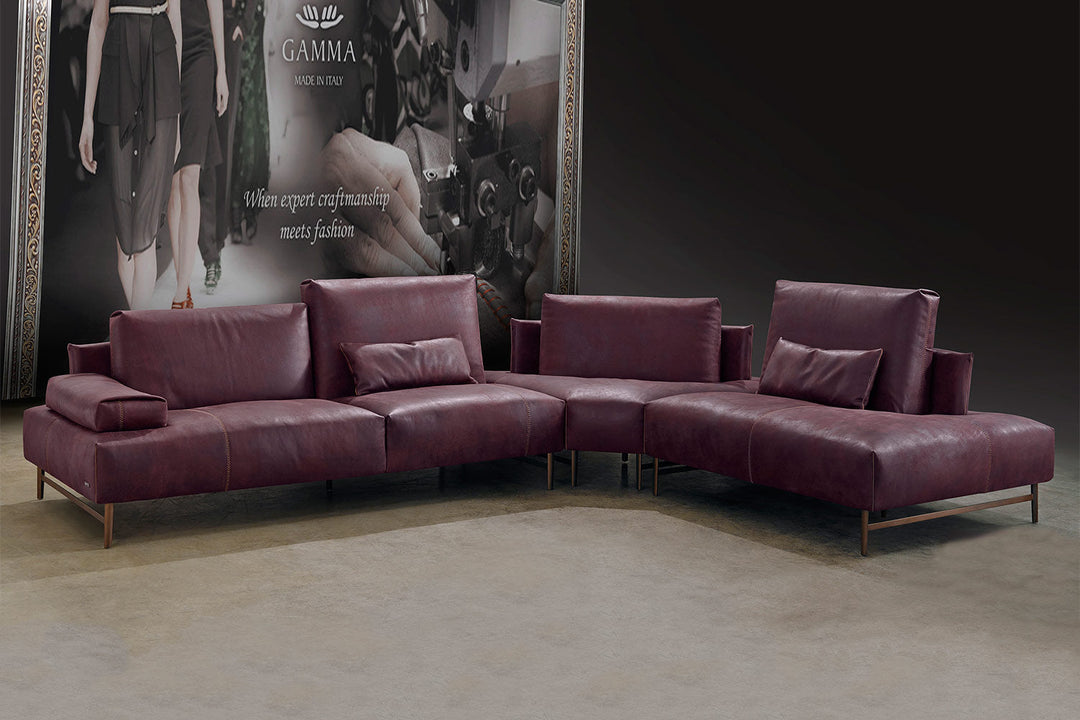 Saks Round Corner Sectional Sofa with Peninsula Sectionals Gamma Arredamenti