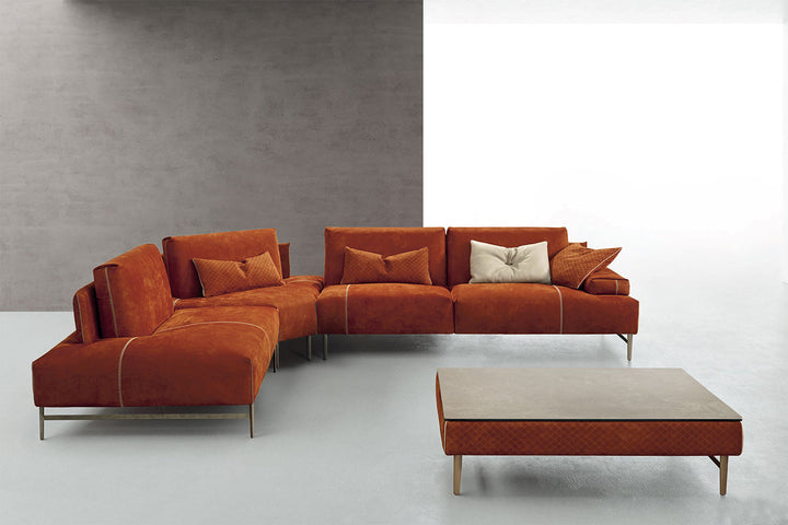 Saks Round Corner Sectional Sofa with Peninsula Sectionals Gamma Arredamenti