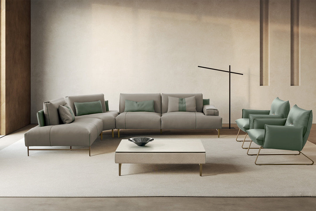 Saks Round Corner Sectional Sofa with Peninsula Sectionals Gamma Arredamenti