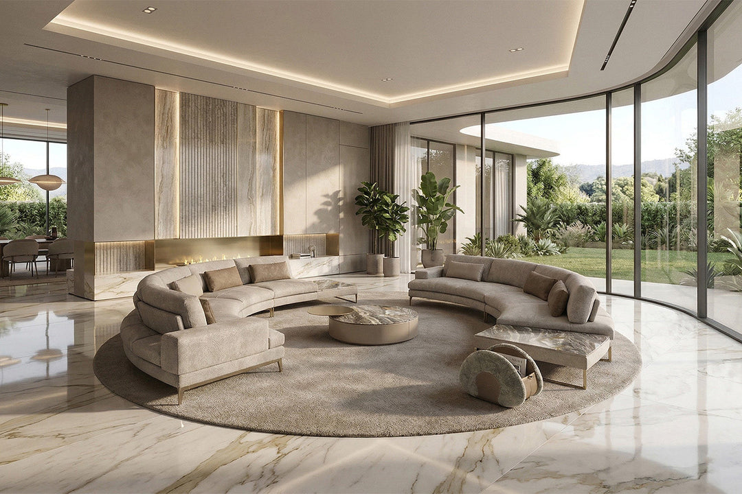 Sunset Curved Sectional Sofa with End Table Sectionals Gamma Arredamenti
