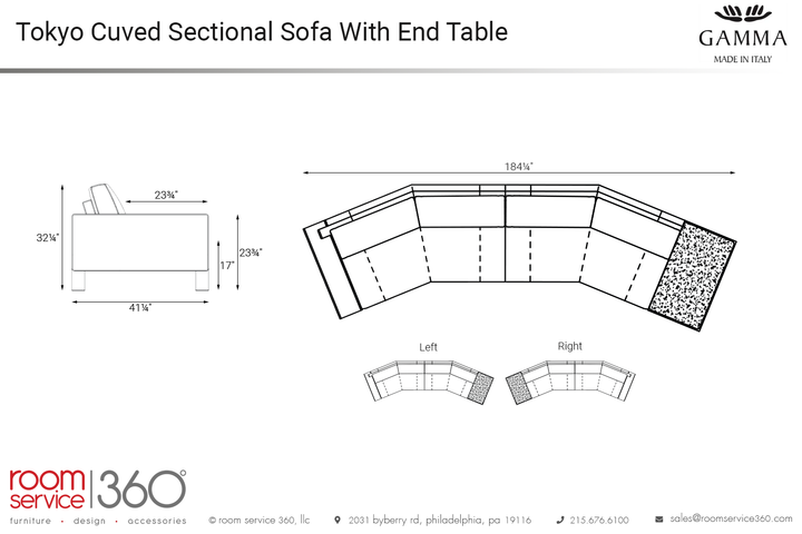 Tokyo Curved Sectional Sofa With End Table Sectionals Gamma Arredamenti
