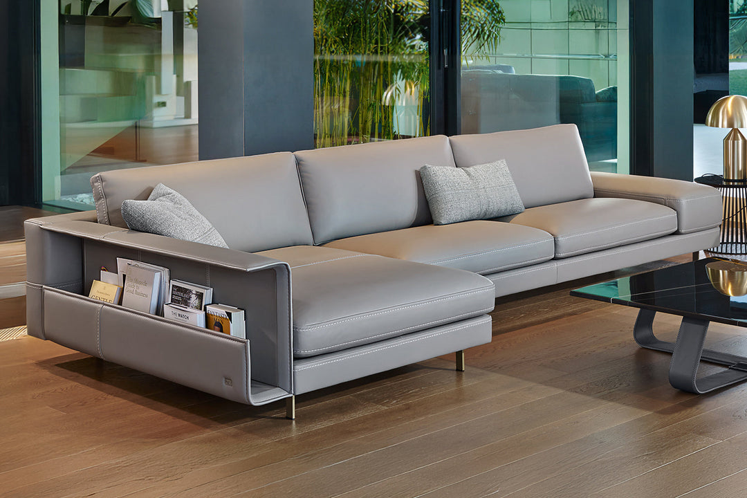Vincent Sectional Sofa with Chaise and Bookrack Sectionals Gamma Arredamenti