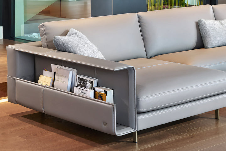 Vincent Sectional Sofa with Chaise and Bookrack Sectionals Gamma Arredamenti