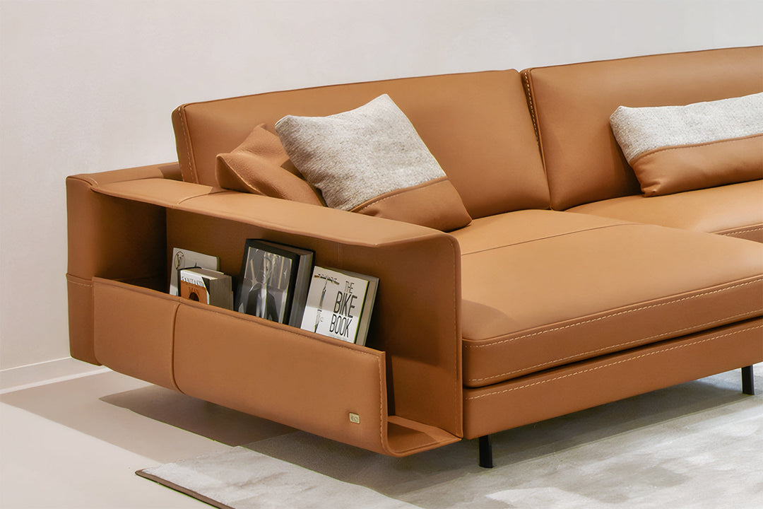 Vincent Sectional Sofa with Chaise and Bookrack Sectionals Gamma Arredamenti