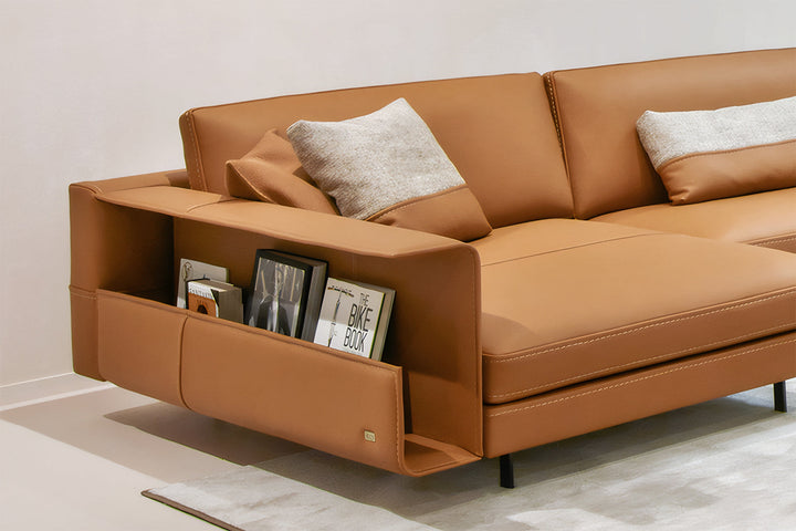 Vincent Sectional Sofa with Chaise and Bookrack Sectionals Gamma Arredamenti