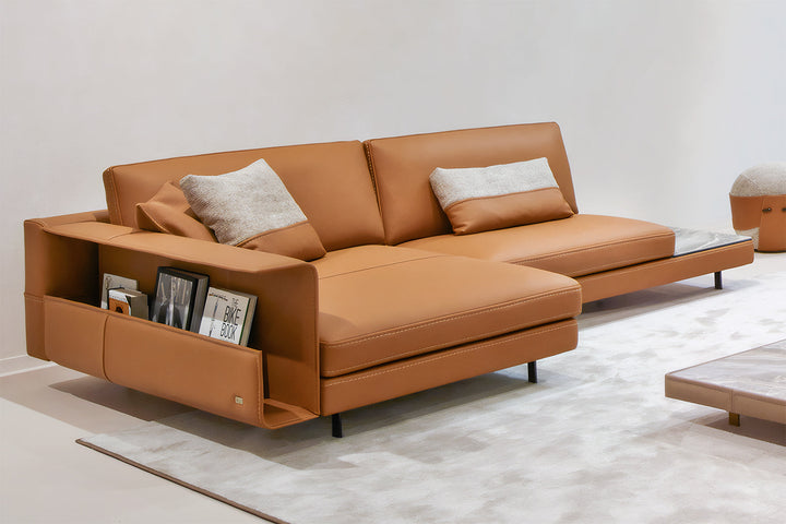 Vincent Sectional Sofa with Chaise and Table Sectionals Gamma Arredamenti