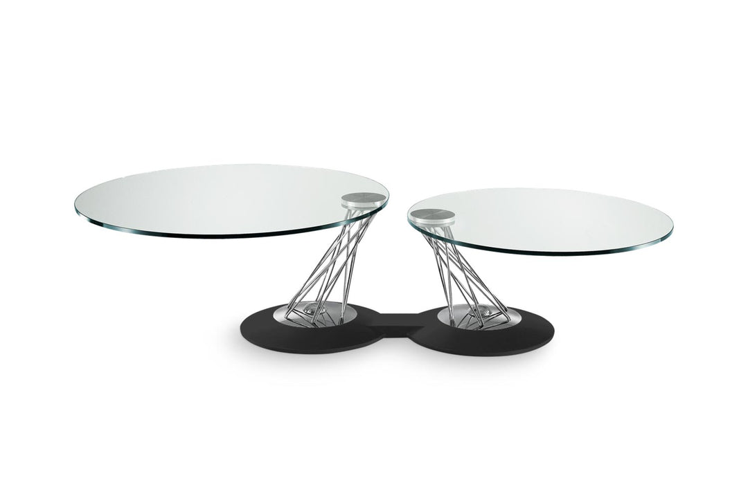Gemelli Coffee Table Clear Glass Chrome Black Embossed Coffee Tables Naos