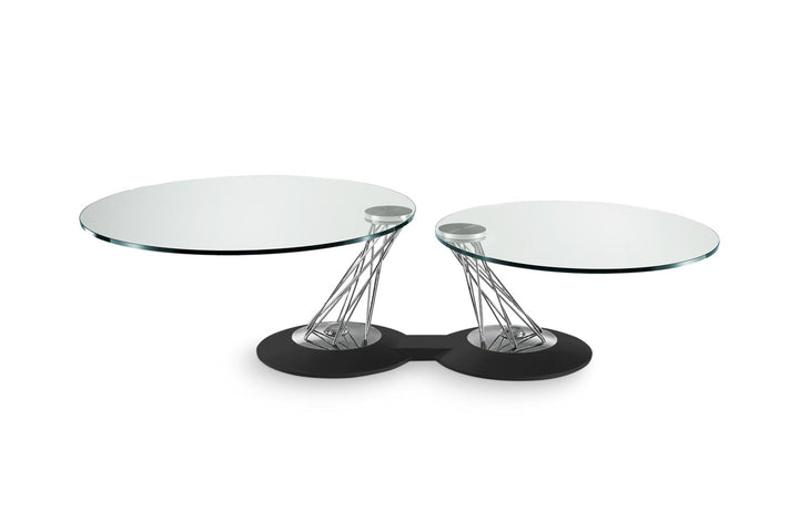 Gemelli Coffee Table Clear Glass Chrome Black Embossed Coffee Tables Naos