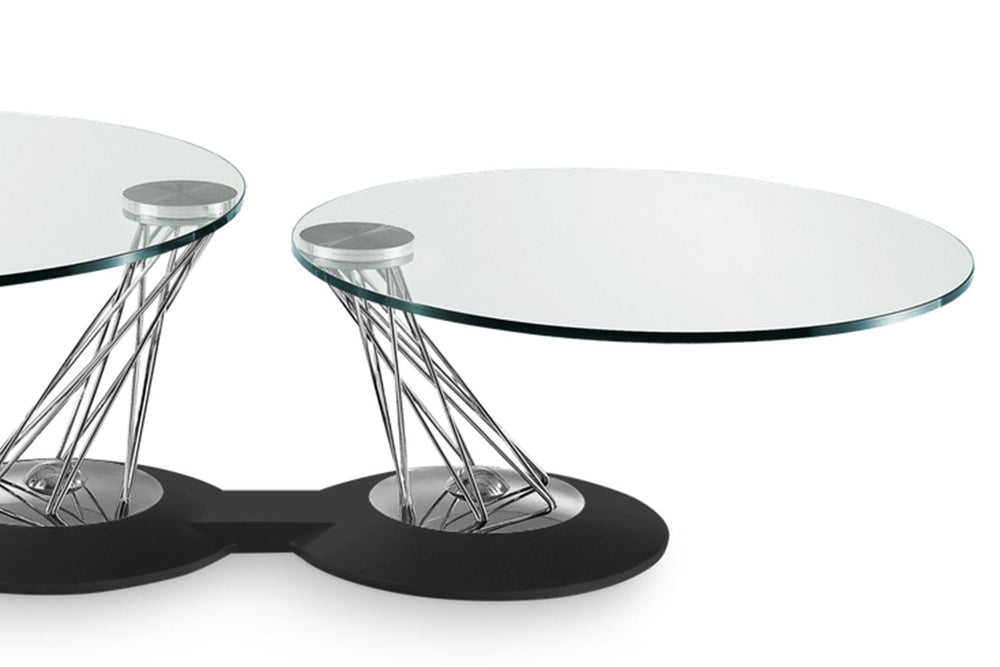 Gemelli Coffee Table Clear Glass Chrome Black Embossed Coffee Tables Naos