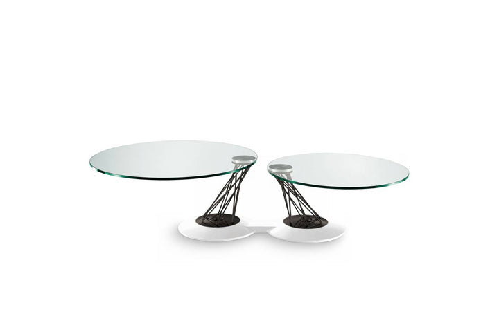 Gemelli Coffee Table Clear Glass Chrome Black Embossed Coffee Tables Naos