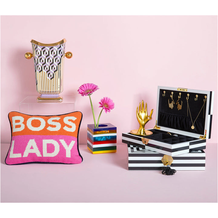 Boss Lady Needlepoint Pillow Jonathan Adler