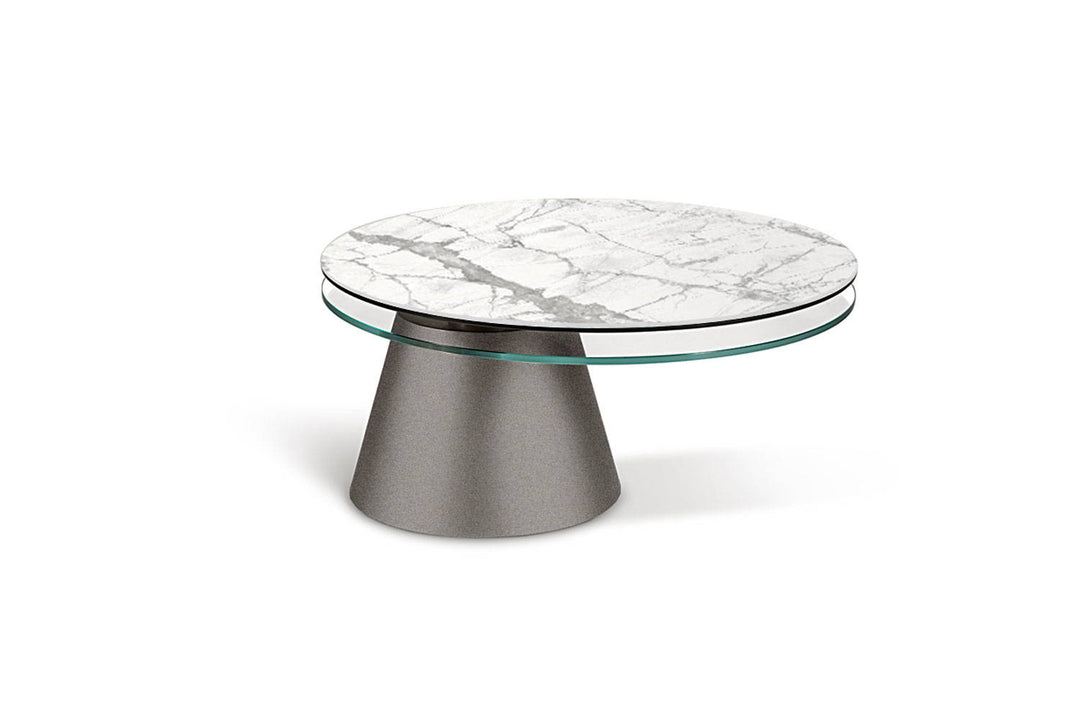 Girotondo Coffee Table Invisible White Glossy Porcelain Clear Glass Manganese Coffee Tables Naos