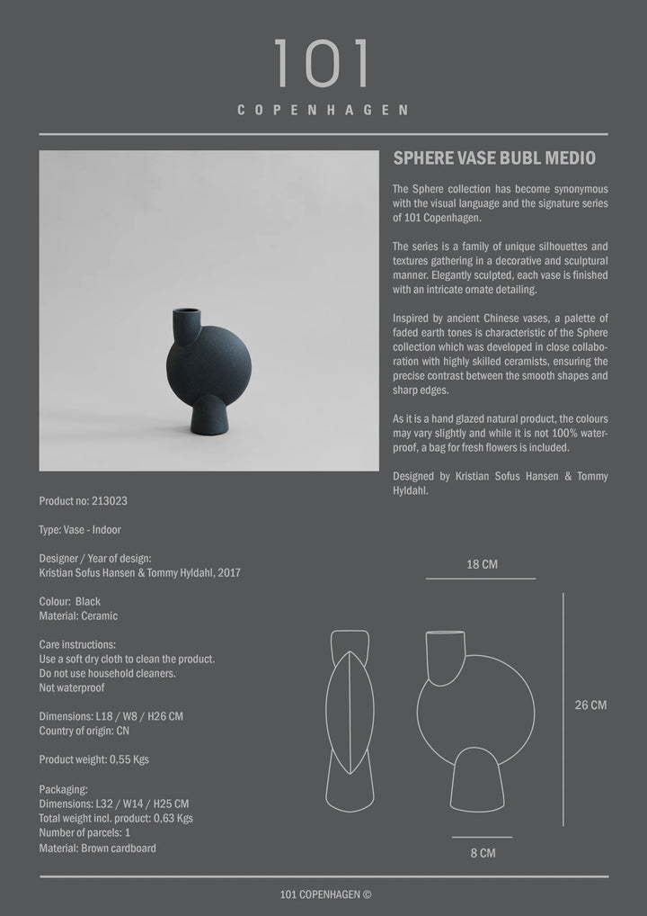 Sphere Vase Bubl, Medio - Black Vases 101 Copenhagen   