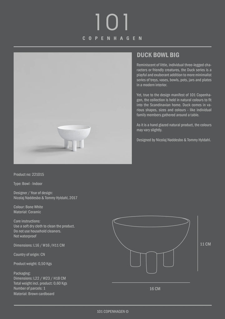 Duck Bowl, Big - Bone White Decorative Bowl 101 Copenhagen   