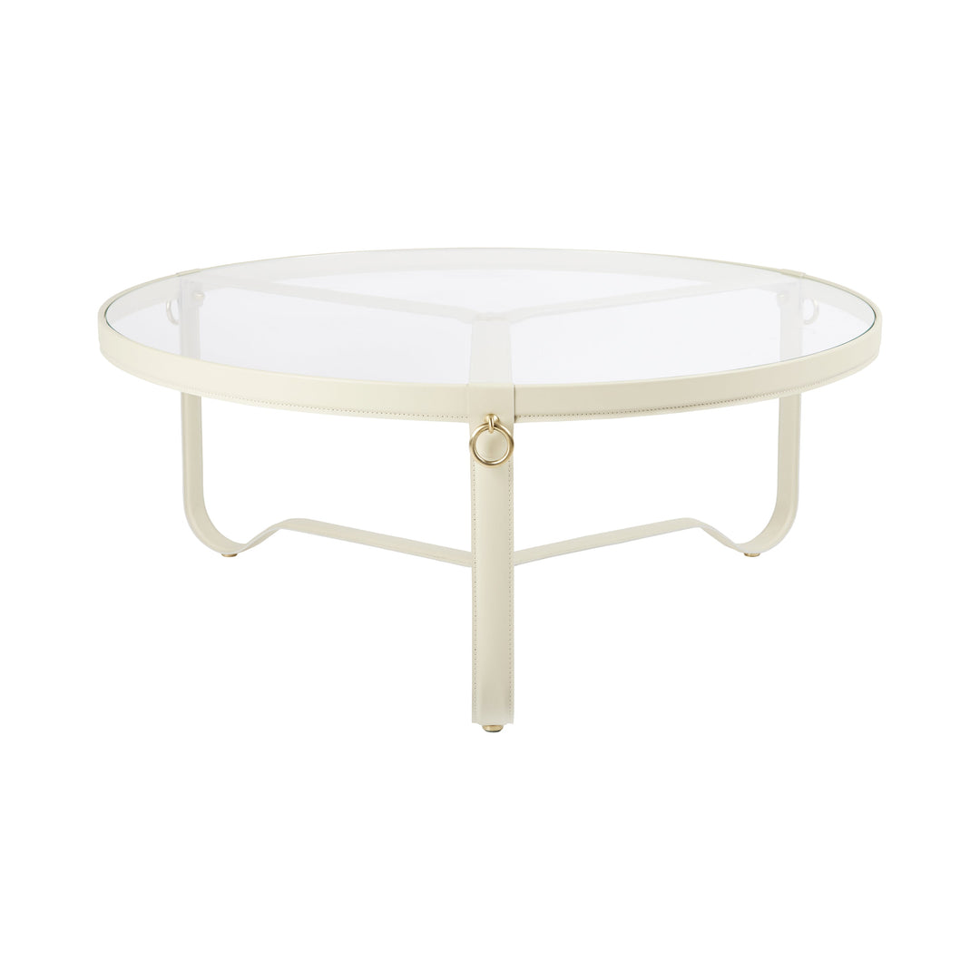 Adnet Circular Coffee Table Tables Gubi Cream Leather Large: 40.6 in width