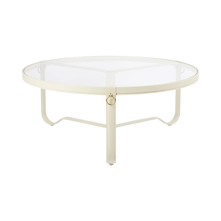 Adnet Circular Coffee Table Tables Gubi Cream Leather Large: 40.6 in width
