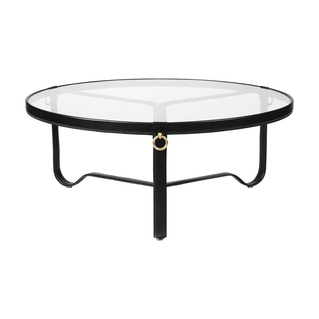 Adnet Circular Coffee Table Tables Gubi Black Leather Large: 40.6 in width