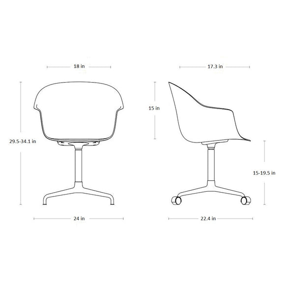 Bat Front Upholstered Swivel Conference Chair Chairs Gubi