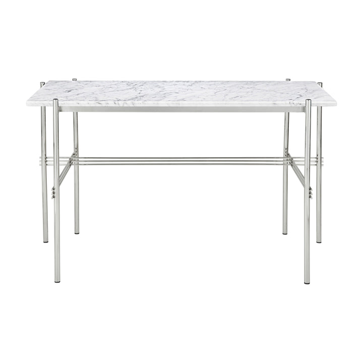 TS Desk Desks Gubi White Carrara Marble Polished Steel