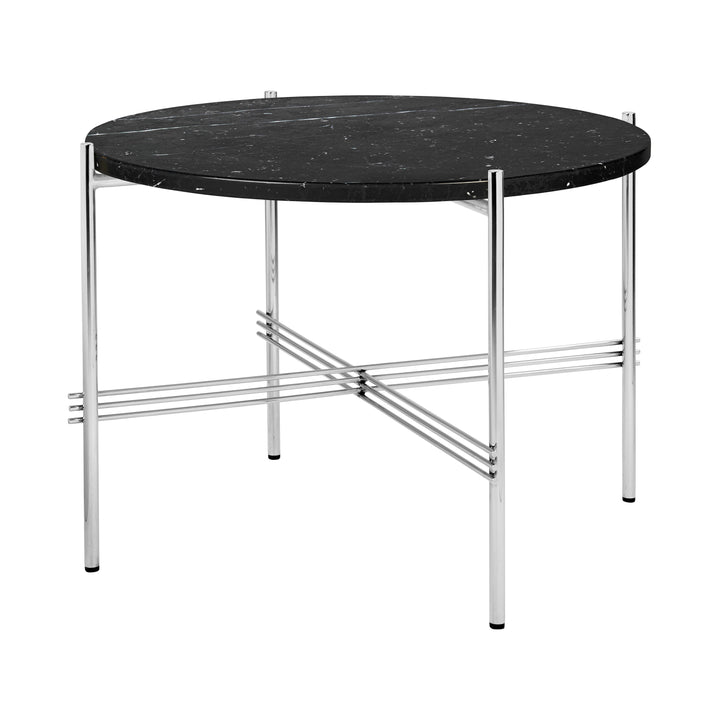 TS Round Coffee Table Tables Gubi Black Marquina Marble Polished Steel Small: 21.7 diameter