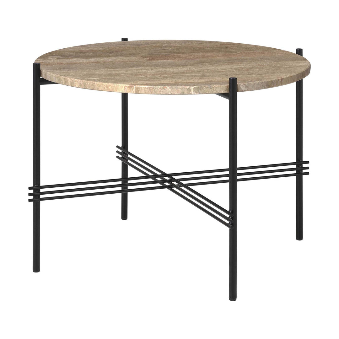 TS Round Coffee Table Tables Gubi Warm Taupe Travertine Black Small: 21.7 diameter