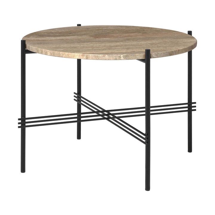TS Round Coffee Table Tables Gubi Warm Taupe Travertine Black Small: 21.7 diameter