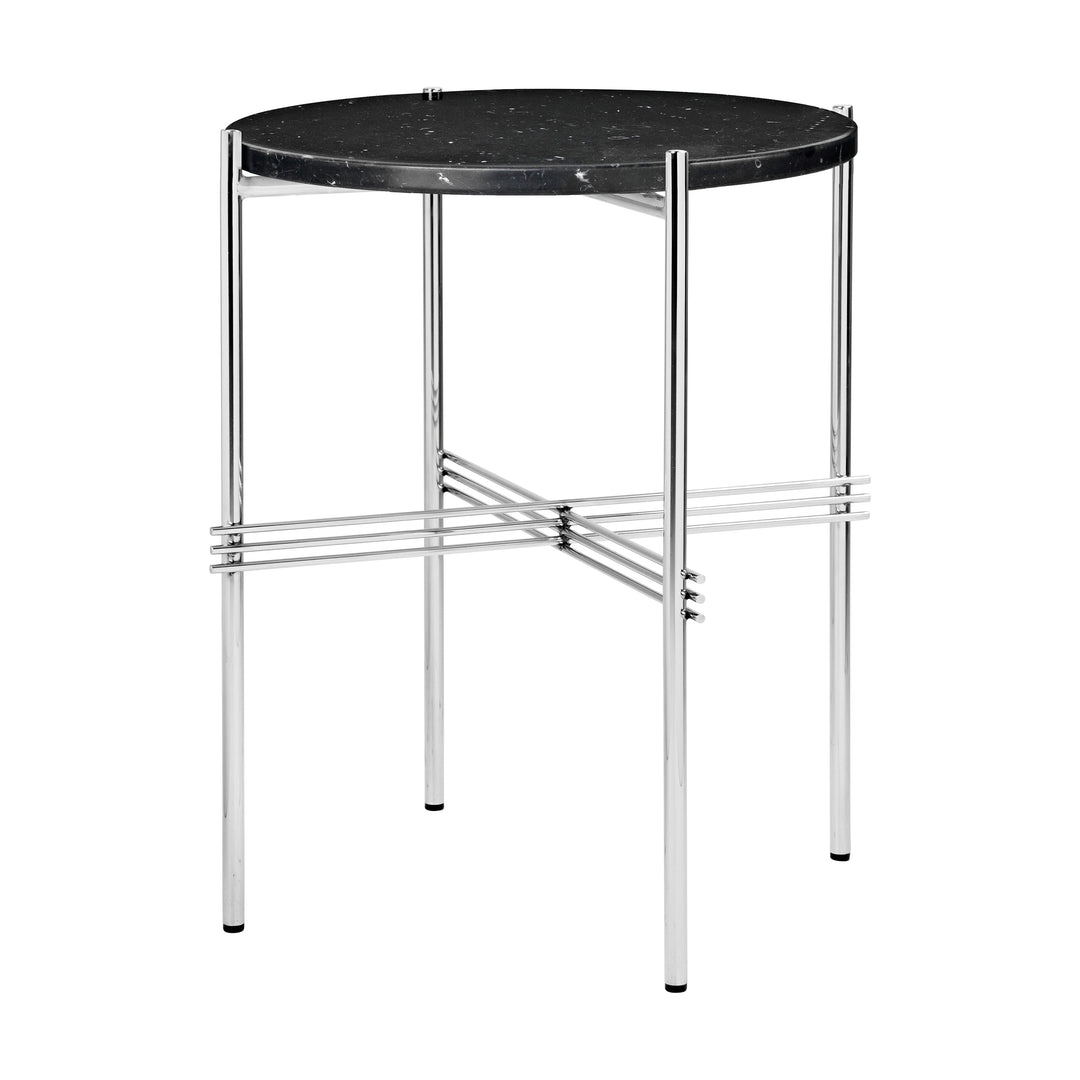 TS Round Side Table Accent Tables Gubi Black Marquina Marble Polished Steel