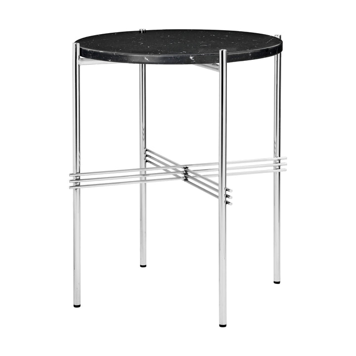 TS Round Side Table Accent Tables Gubi Black Marquina Marble Polished Steel