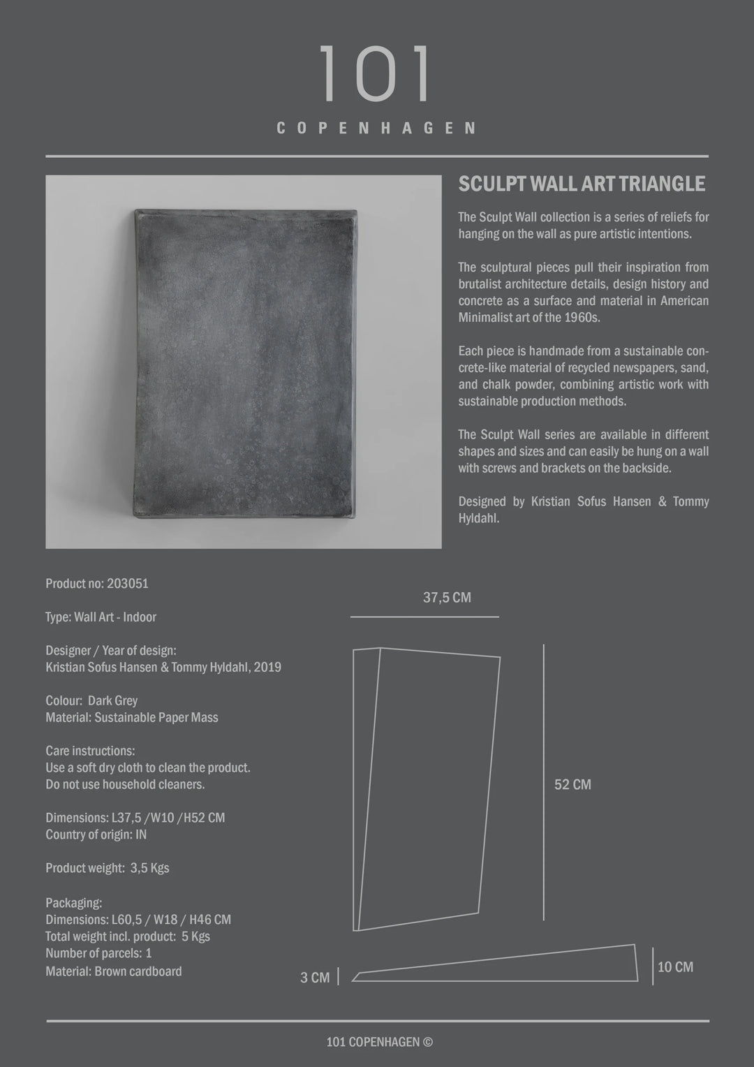Sculpt Art - Triangle, Mini - Dark Grey Home & Garden:Home Décor:Other Home Décor 101 Copenhagen   