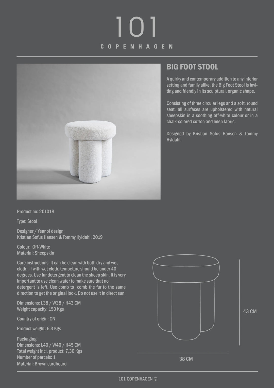 Big Foot Stool - Sheepskin Stool 101 Copenhagen   