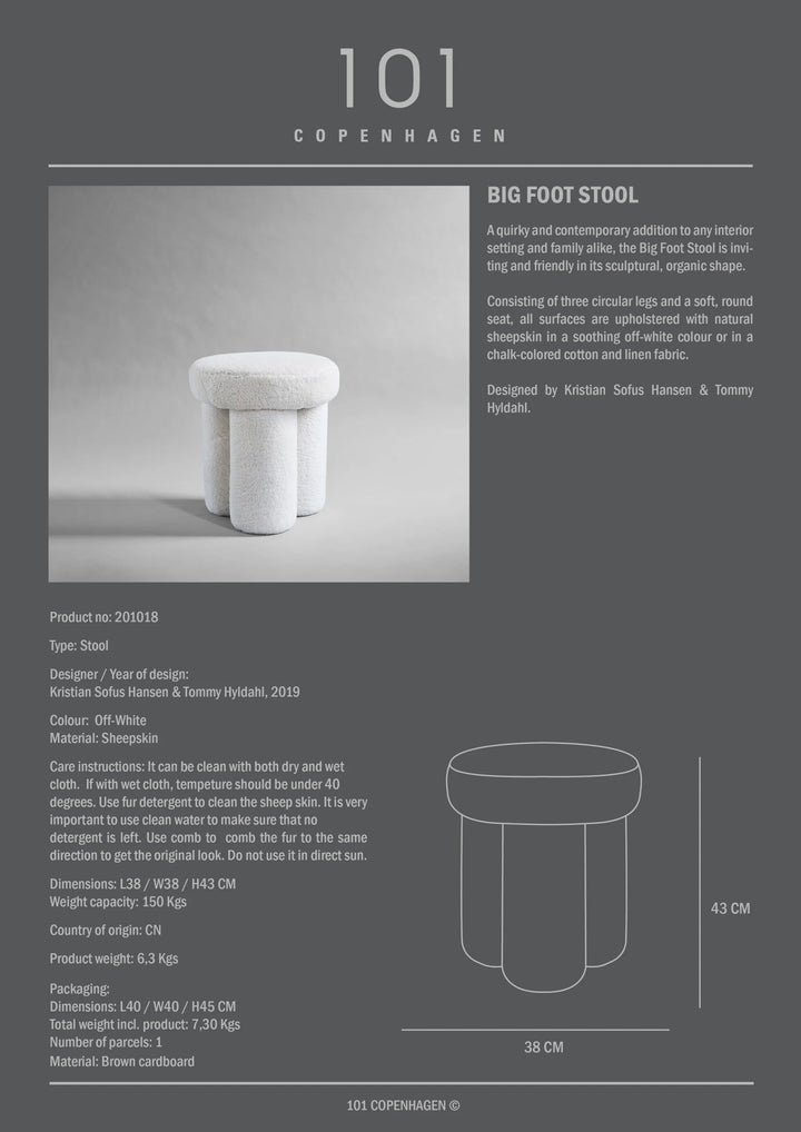 Big Foot Stool - Sheepskin Stool 101 Copenhagen   