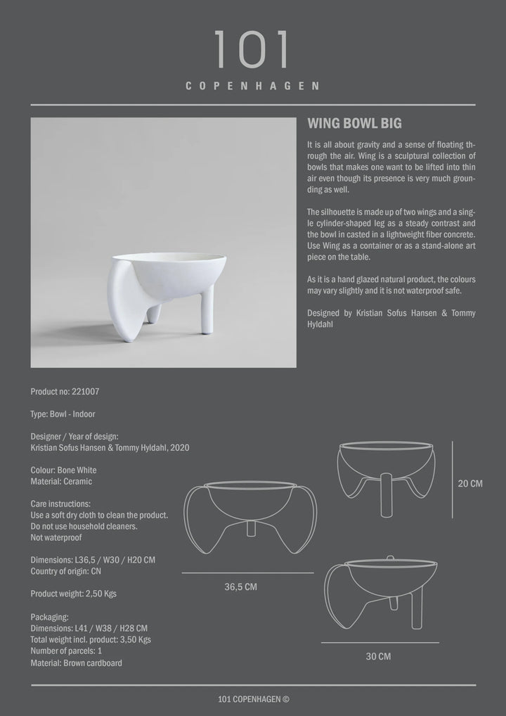 Wing Bowl, Big - Bone White Decorative Bowl 101 Copenhagen   