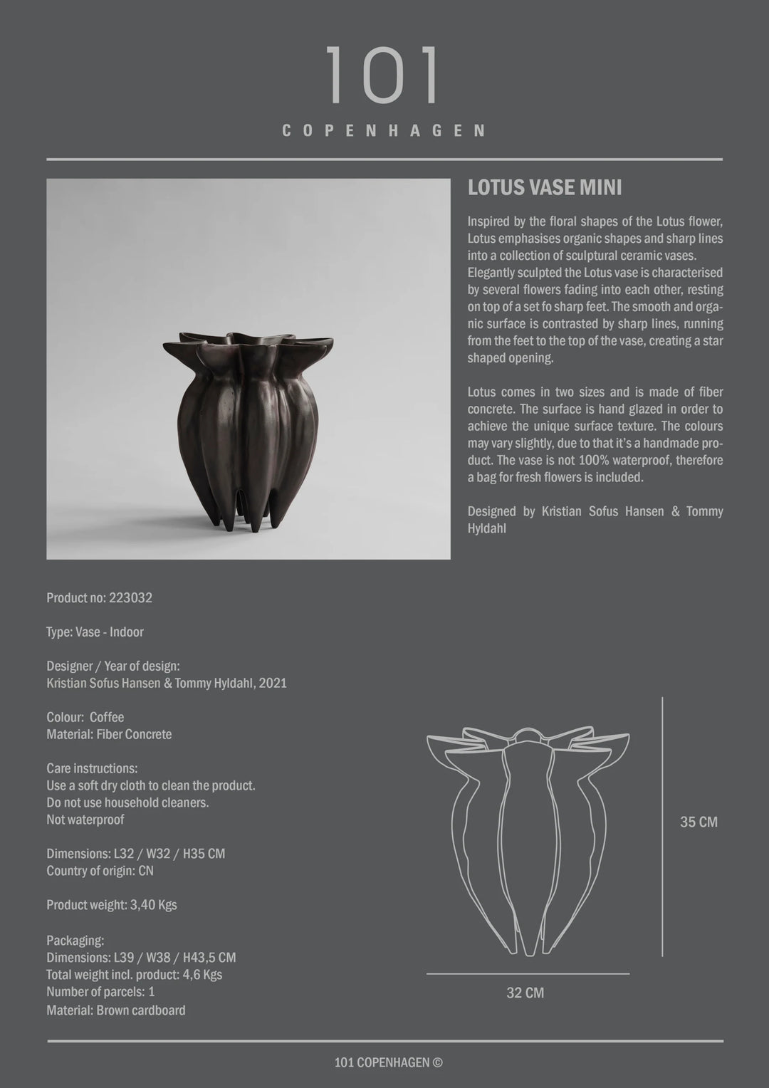 Lotus Vase, Mini - Coffee Vases 101 Copenhagen   