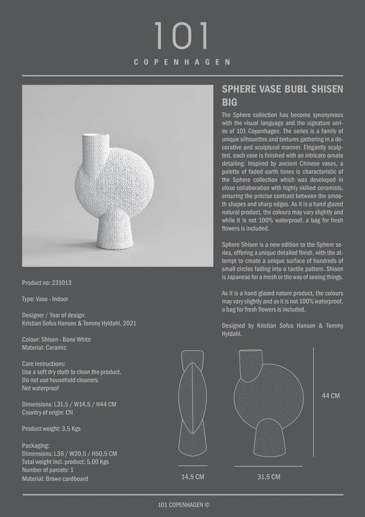 Sphere Vase Bubl Shisen, Big - Bone White Vases 101 Copenhagen   