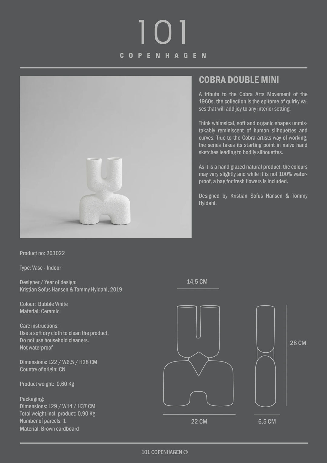 Cobra Double, Mini - Bubble White Vases 101 Copenhagen   