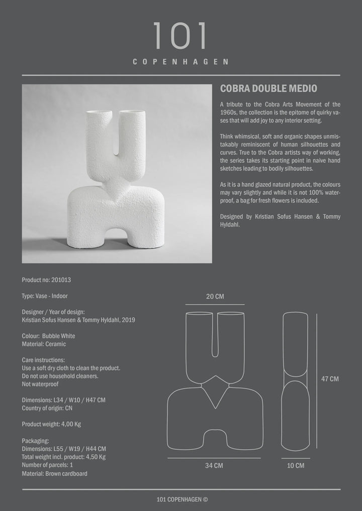 Cobra Double, Medio - Bubble White Vases 101 Copenhagen   
