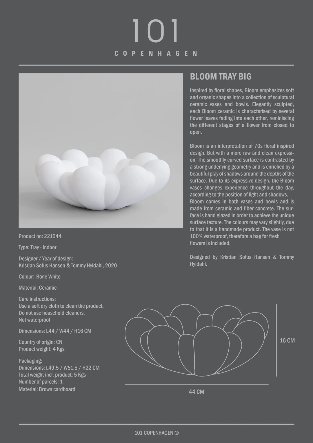 Bloom Tray, Big - Bone White Vases 101 Copenhagen   