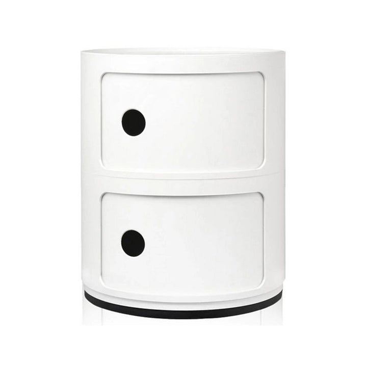 Componibili Round Storage Accent Tables Kartell White Glossy 2 Elements: 12.6 in Dia x 15.75 in H
