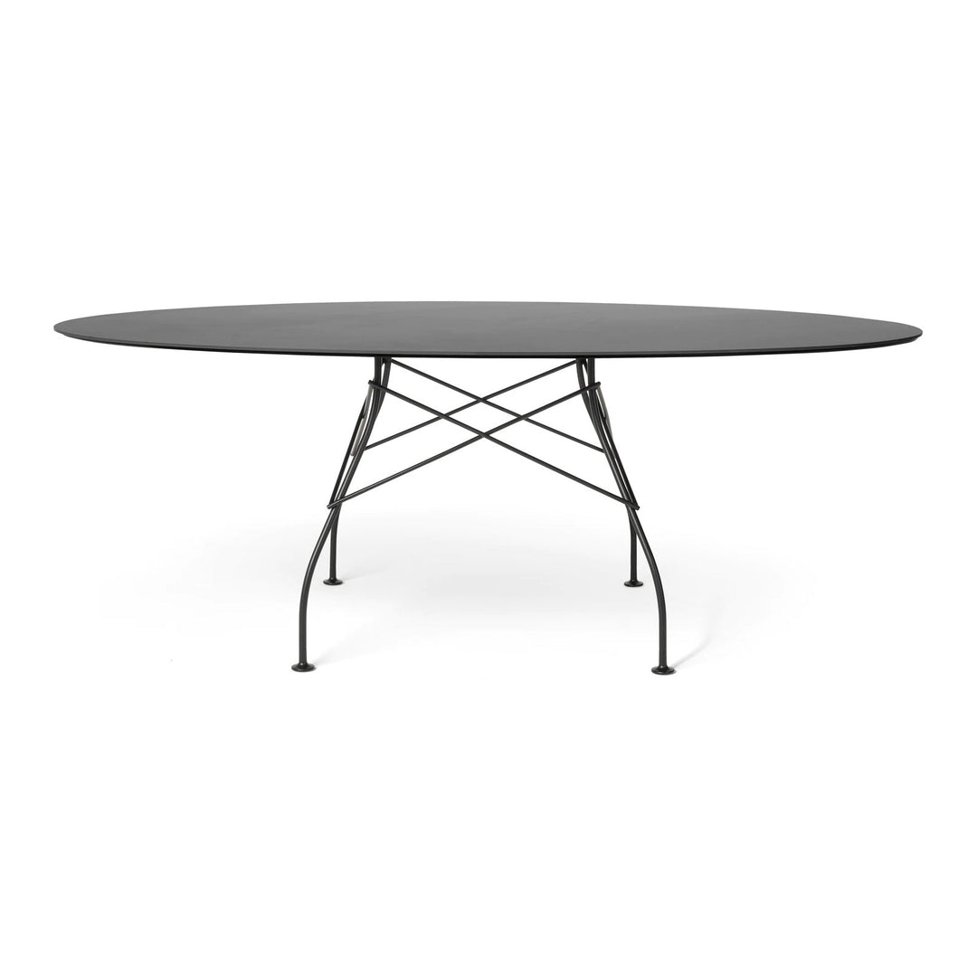 Glossy Outdoor Oval Dining Table Tables Kartell Solid Black