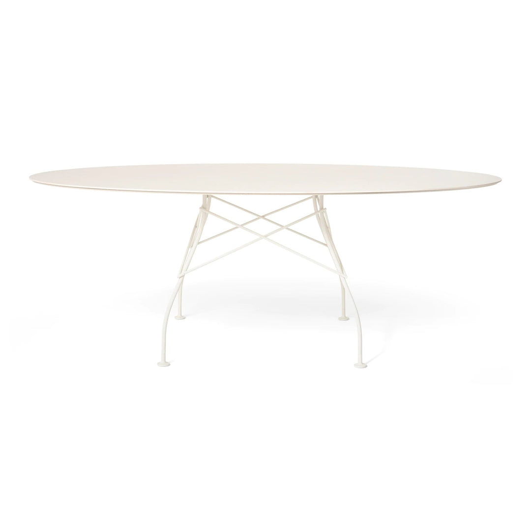 Glossy Outdoor Oval Dining Table Tables Kartell Solid White