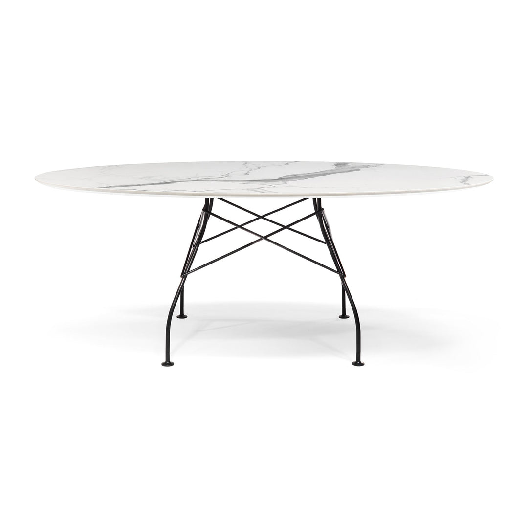 Glossy Oval Dining Table Tables Kartell White Marble