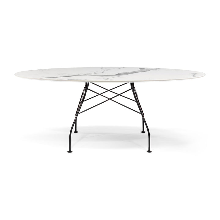 Glossy Oval Dining Table Tables Kartell White Marble
