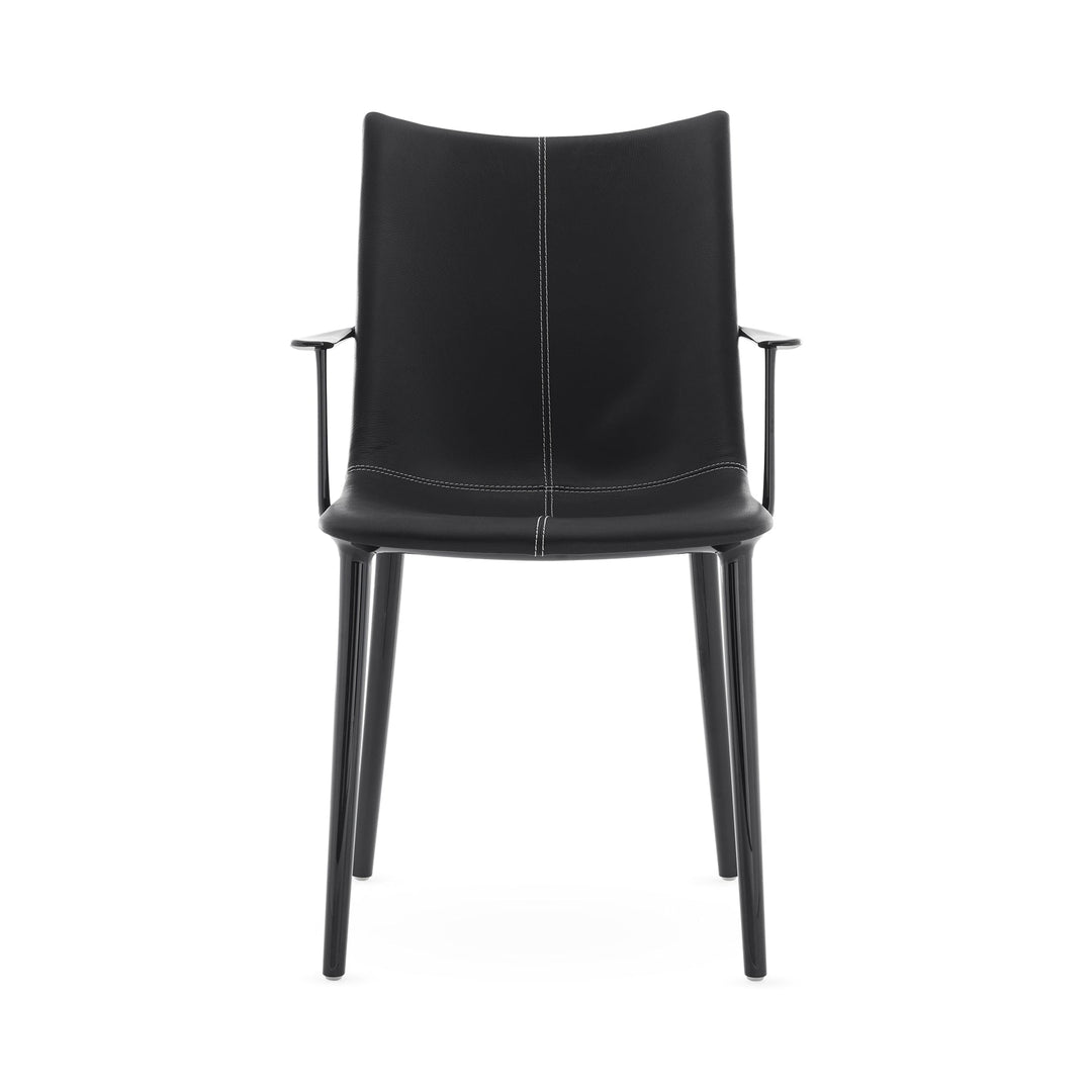 H.H.H. Leather Dining Armchair Chairs Kartell Black / Black Leather