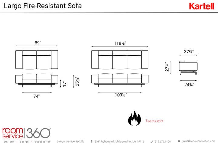 Kartell Largo Fire Resistant Sofa