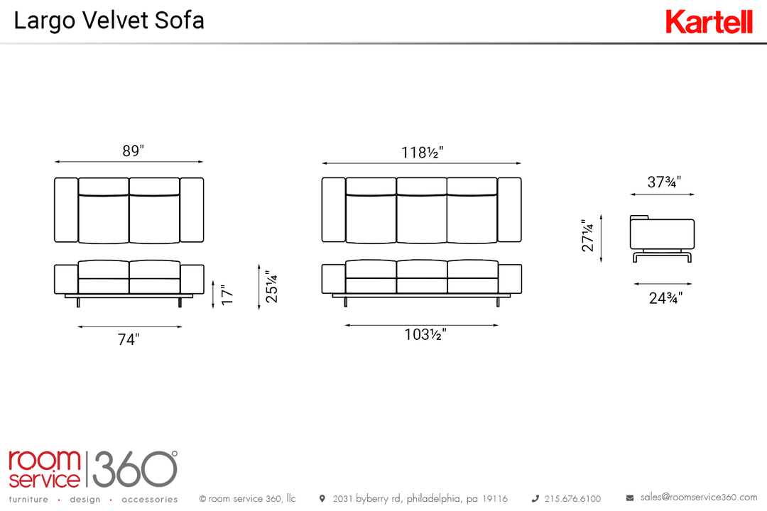 Kartell Largo Velvet Sofa