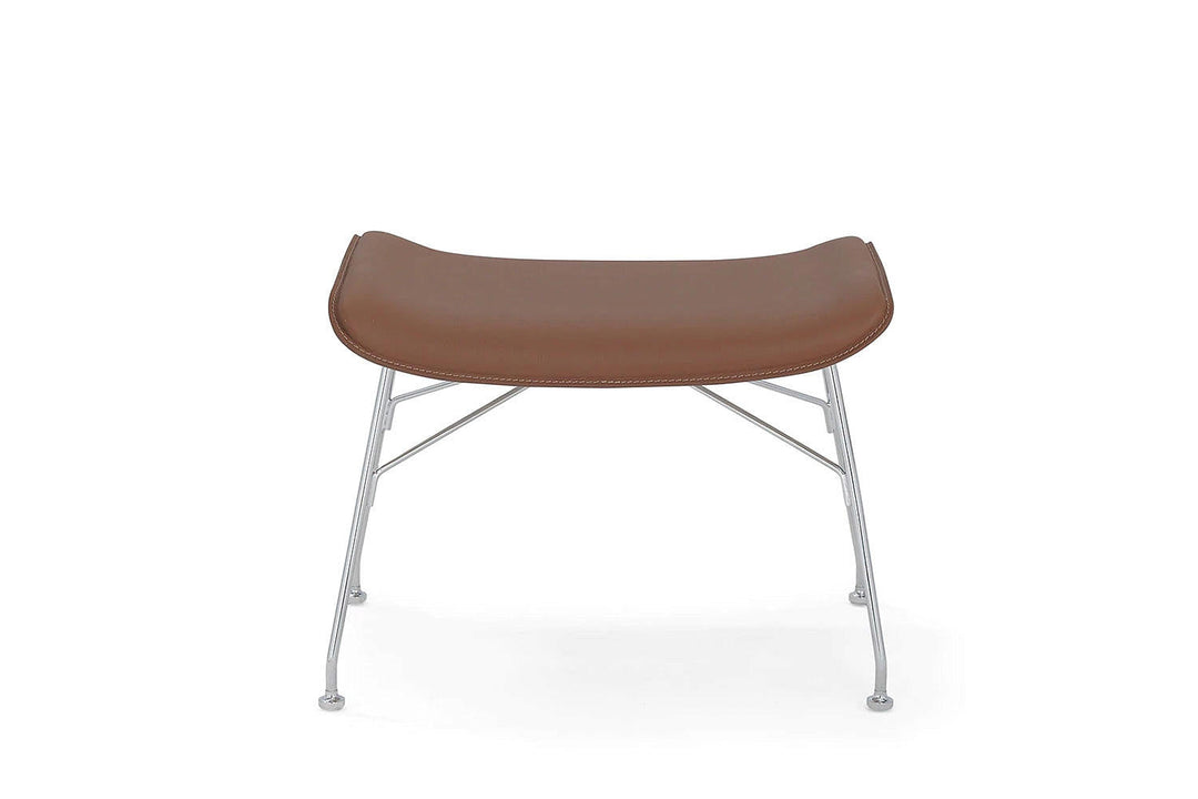 S/Wood Leather Footstool Ottomans + Stools Kartell